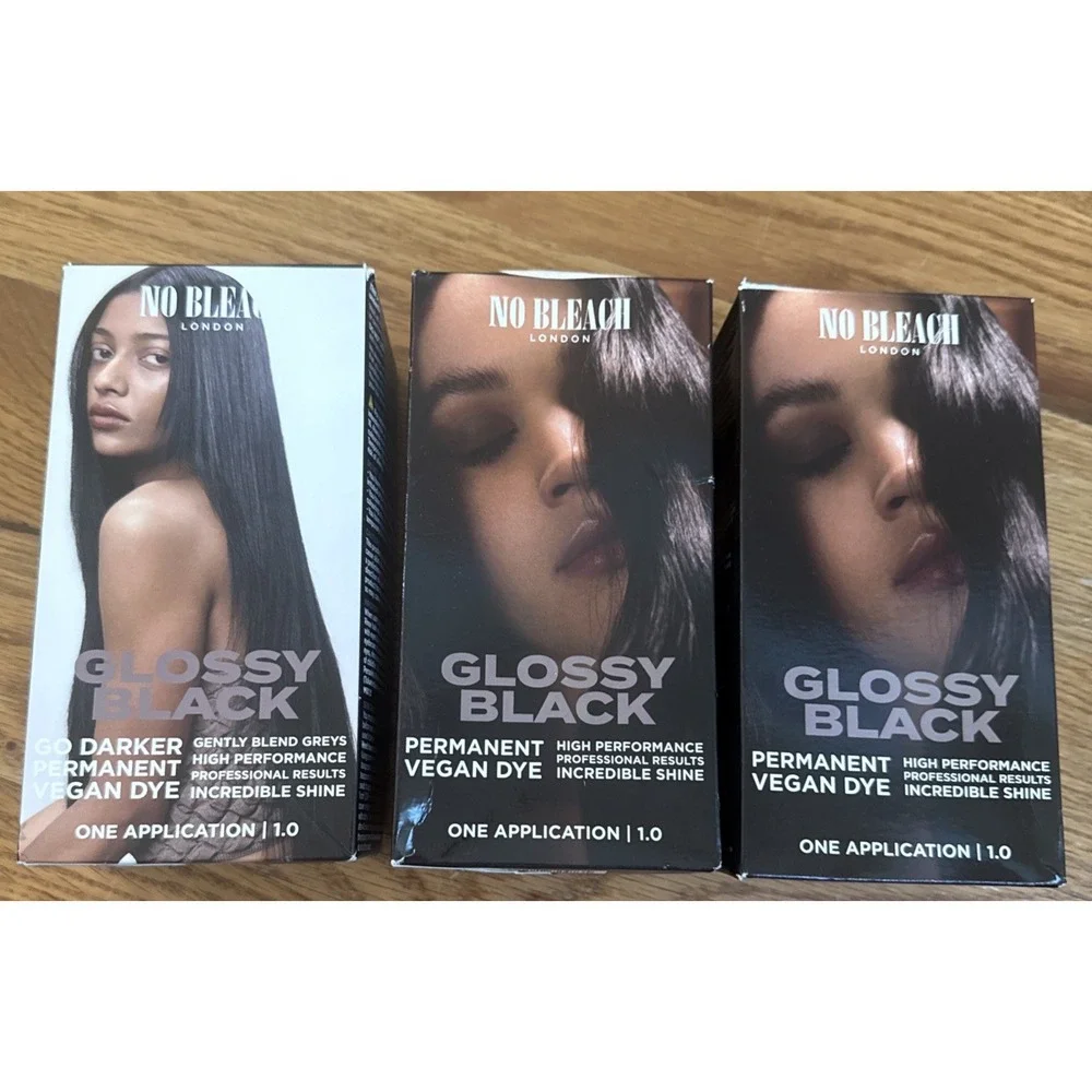 No Bleach London  Glossy Black Permanent Vegan Dye LOT OF 3 Boxes